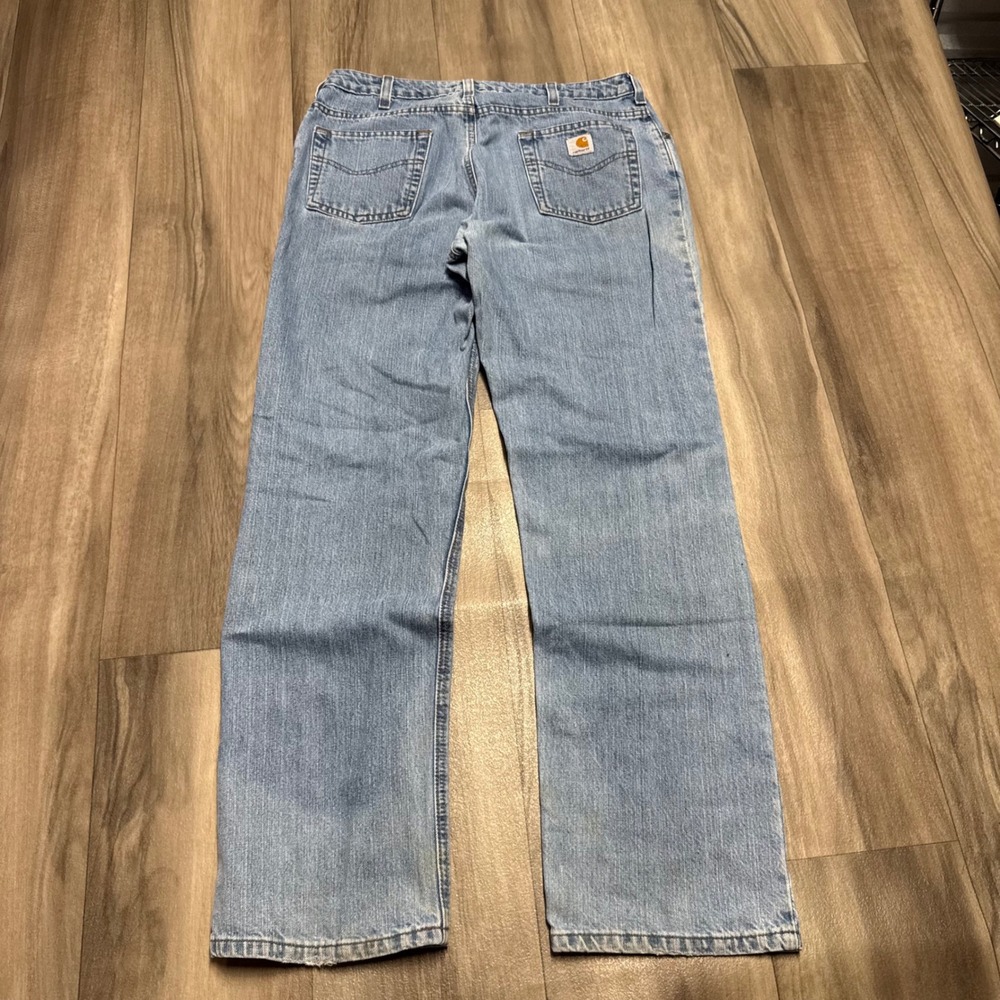 Carhartt Womens Straight Leg Jeans Light Wash Blue Denim WB160 AIO 12 x 32